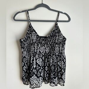 Old Navy Black and White Patterned Tank Top